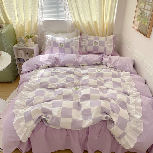 公主风棋盘格 - 4-Piece Bedding Set